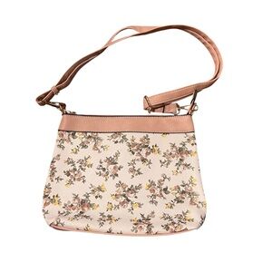 Shoulder Purse Crossbody Pink Floral Pattern Shoulder Strap Faux Leather Grandma
